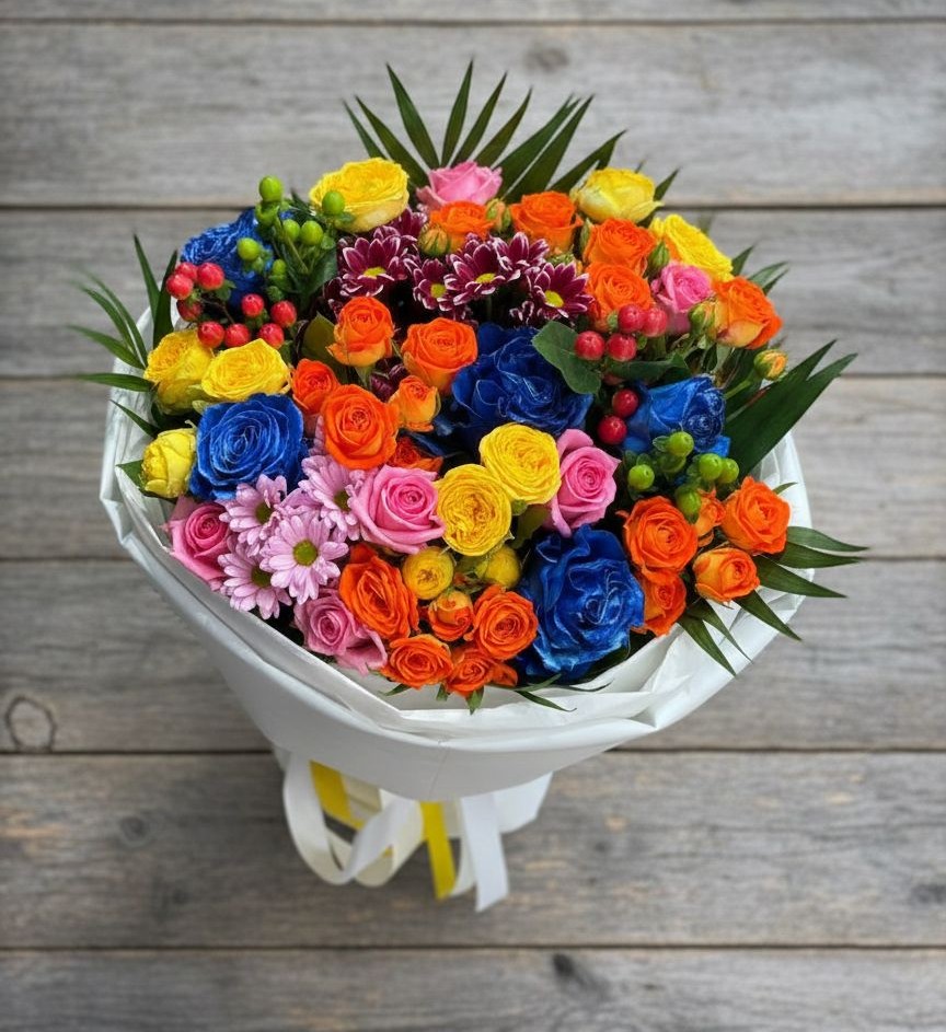 Букет цветов из: Розы и Хризантемы в Рефтинском