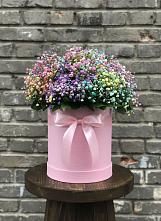 Цветочная композиция из Гипсофила и Розы в шляпной коробке #REPLACE_PRED# Рефтинском