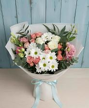 Букет цветов из:  Розы, Лизиантусы и Хризантемы в Рефтинском