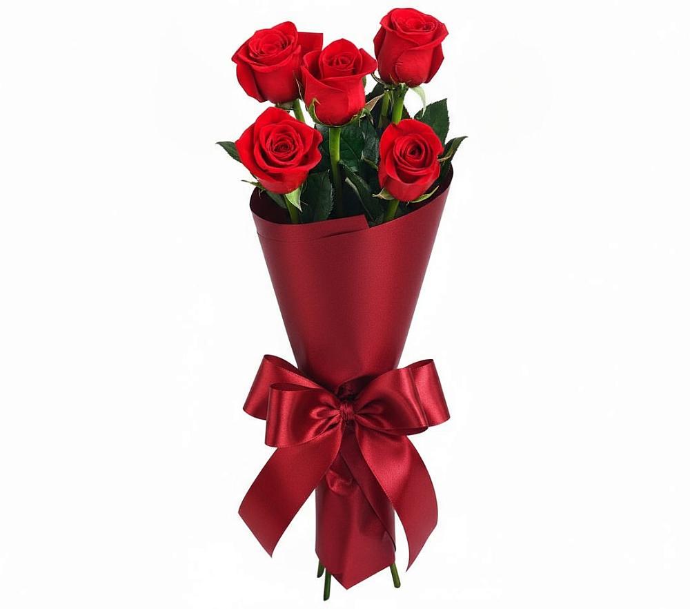 Букет 5 Красных роз Эдлесс Лав в Рефтинском
