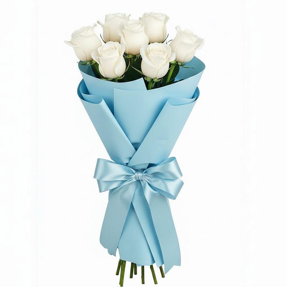 Букет 7 белых роз Проуд в Рефтинском