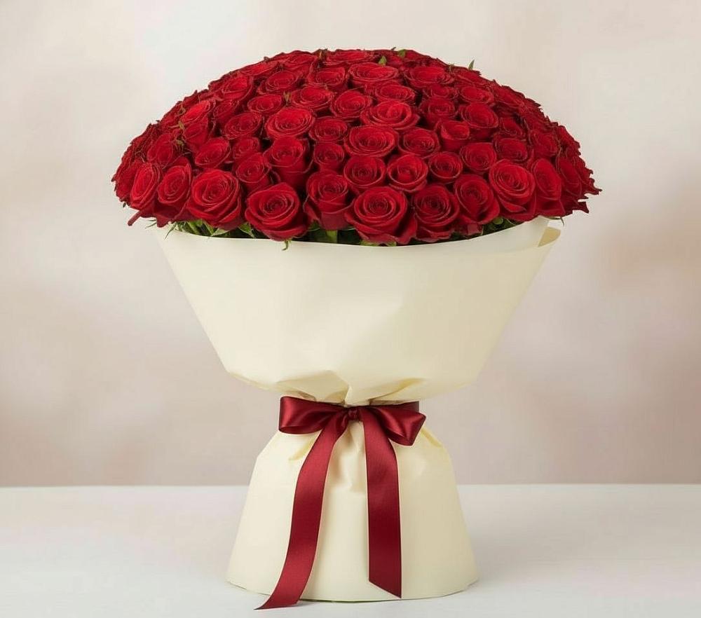 Букет 101 Красная роза Милано в Рефтинском