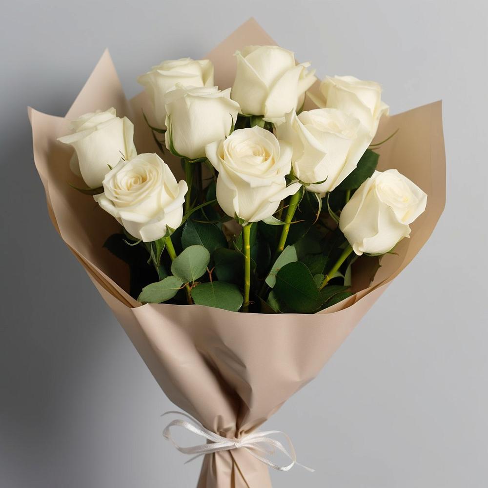 Букет 9 Белых роз Эдлесс Лав в Рефтинском