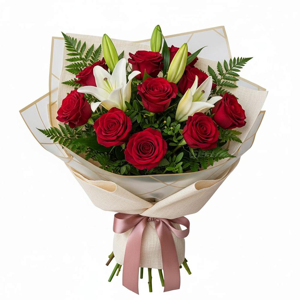 Букет цветов из: Лилии и Розы в Рефтинском