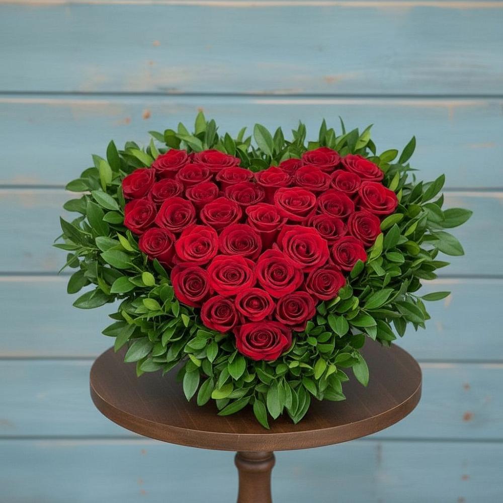 Цветочная композиция из Розы в виде сердца в Рефтинском