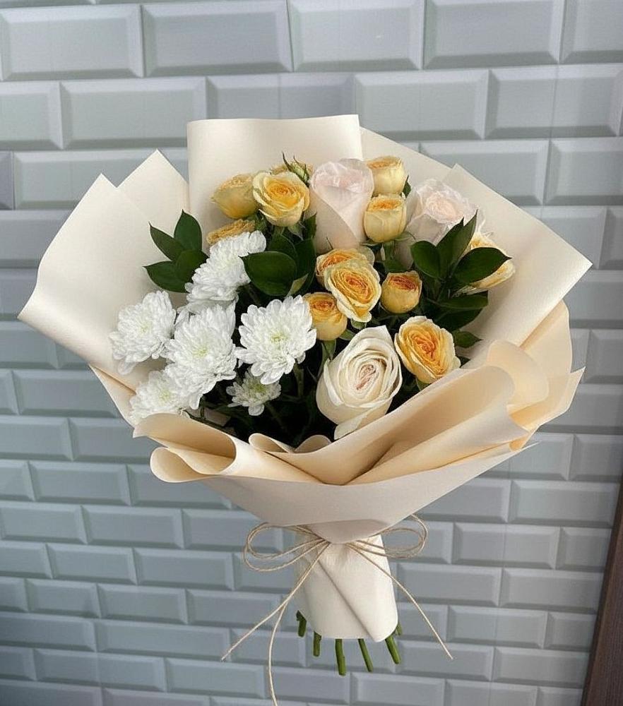 Букет цветов из: Розы и Хризантемы в Рефтинском
