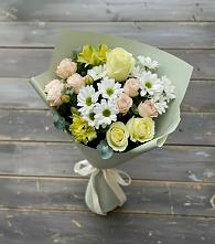 Букет цветов из:  Альстромерии, Розы и Хризантемы в Рефтинском