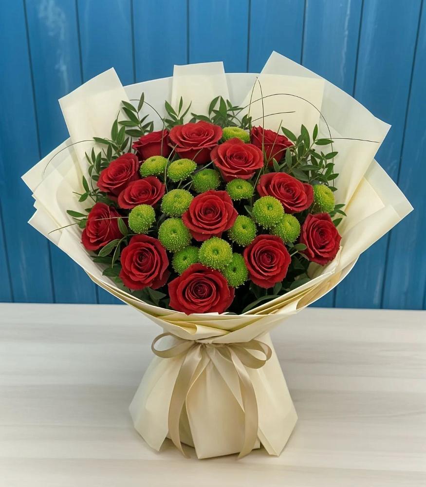 Букет цветов из: Розы и Хризантемы в Рефтинском